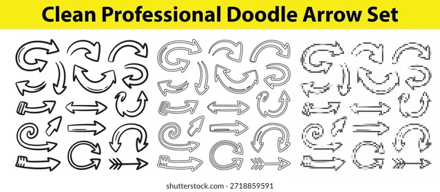 Conjunto de iconos de flecha Doodle para Elementos de diseño