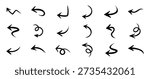 doodle arrow, left arrow icon,left direction of arrow vector icons set concept isolated