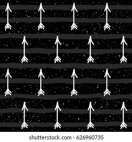 Doodle arrow monochrome seamless background. Abstract handmade pattern for card, invitation, bag, wallpaper, album, scrapbook, holiday wrapping paper, textile fabric, garment, t-shirt etc
