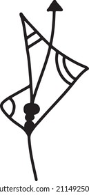 Doodle with arrow and sail in black and white