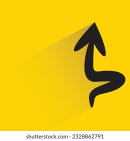 doodle arrow with shadow on yellow background