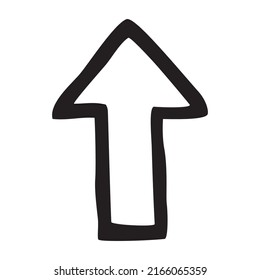 Doodle up arrow symbol hand drawn with thin line