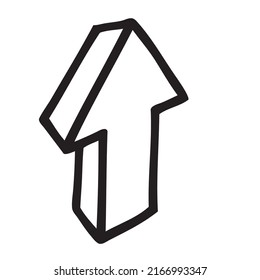Doodle up arrow symbol hand drawn with thin line