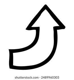 Doodle up arrow symbol hand drawn with thin line
