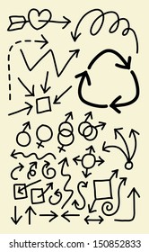 Doodle Arrow Symbols. Good use for your symbol, web icon, cursor, or any design you want. Easy to use, edit, or change color.