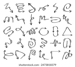 doodle arrow symbols set vector illustration