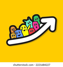doodle con ilustración vectorial de flecha hacia arriba, icono de flecha hacia arriba