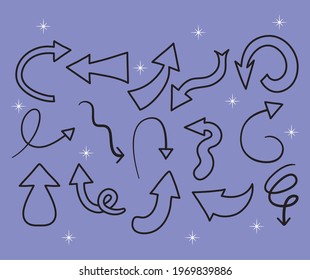 doodle arrows collection on background