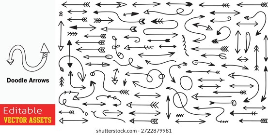 Colección de varias Formas de flecha dibujadas a mano para proyectos de Diseño gráfico que terminan en un solo punto

Esta colección creativa cuenta con una gran variedad de flechas de doodle meticulosamente dibujadas a mano para agregar un toque juguetón y artístico a sus proyectos de Diseño gráfico. El conjunto muestra una amplia gama de estilos que incluyen flechas curvas en bucle recto y en zigzag, cada una diseñada exclusivamente con un boceto como la estética. Estas flechas son perfectas para enfatizar información clave, crear flujo en infografías o agregar una sensación caprichosa a los gráficos y presentaciones de redes sociales. Cada elemento está aislado en un fondo transparente, lo que garantiza que sean increíblemente fáciles de integrar en sus diseños existentes. Ya sea que esté trabajando en un proyecto de marca creativa, un cuaderno digital o materiales educativos, este conjunto integral de recursos de Vector editables proporciona un recurso versátil y de alta calidad para la narración visual y la navegación.

Las características clave incluyen
Cada flecha cuenta con un estilo de doodle único que aporta un sentido de personalidad y encanto informal a cualquier diseño.

Variedad Direccional Diversa Incluye una amplia gama de Formas de flecha que apuntan en múltiples direcciones para cubrir todas sus necesidades de navegación e instrucción.

Elementos gráficos versátiles Perfecto para su uso en revistas de balas pizarras blancas Sitio web Elementos de interfaz de usuario y materiales de marketing creativo.

Vector editable de alta calidad Proporcionado como archivos de Vector totalmente escalables y personalizables que le permiten ajustar el grosor y el tamaño del trazo sin perder calidad.