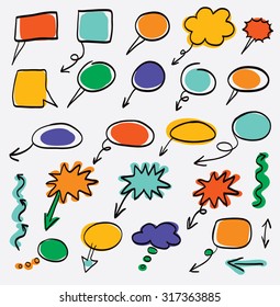doodle arrows color vector set