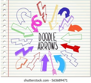 doodle arrows with colorful isolated on paper