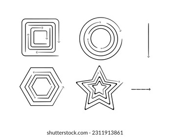 Doodle arrows. Geometry. Forms. On a transparent background.