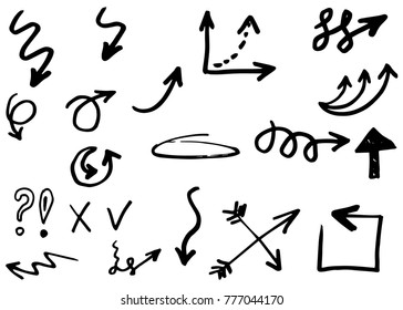 Doodle arrows hand drawn