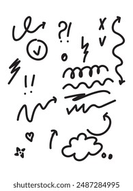 Doodle arrows hand drawn  set. Collection of hand drawn arrows Set