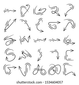doodle arrows icons set comic style