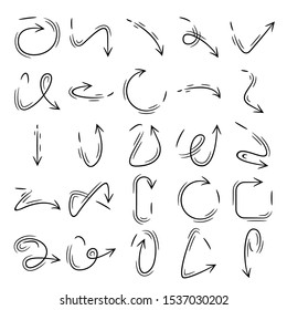 doodle arrows icons set comic style