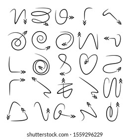 doodle arrows icons set comic style