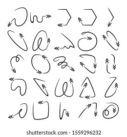 doodle arrows icons set comic style