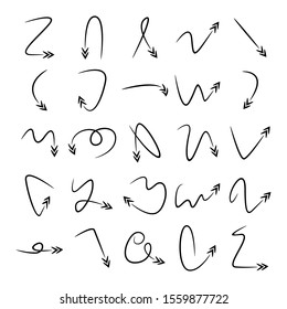 doodle arrows icons set comic style
