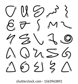 doodle arrows icons set comic style