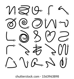doodle arrows icons set comic style