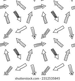Doodle arrows. Monochrome seamless pattern. 