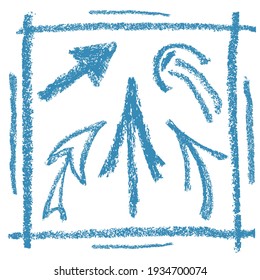 Doodle arrows set in chalk style isolated on white clipart