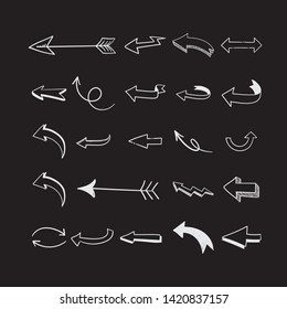 Doodle arrows set.  Hand drawn arrow collection.