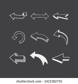 Doodle arrows set.  Hand drawn arrow collection.