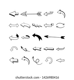 Doodle arrows set.  Hand drawn arrow collection.