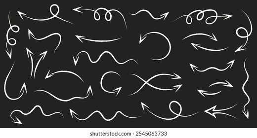 Doodle arrows set. Hand-drawn design elements. Vector illustration.