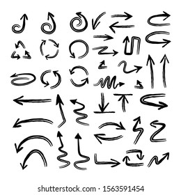 Doodle arrows vector collection. Hand drawn sketched arrow set.