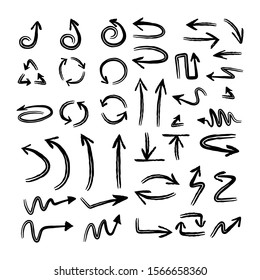 Doodle arrows vector collection. Hand drawn sketched arrow set.