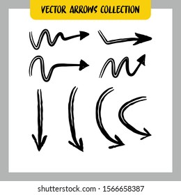 Doodle arrows vector collection. Hand drawn sketched arrow set.