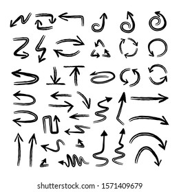 Doodle arrows vector collection. Hand drawn sketched arrow set.