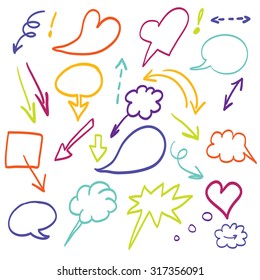 doodle arrows vector color set