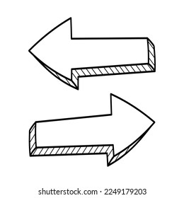 Doodle arrows vector isolated on white background