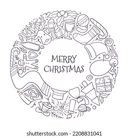 doodle art about christmas. must-have items for Christmas.