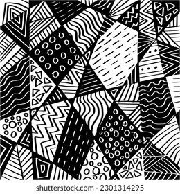 Doodle art abstract black and white