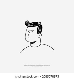 doodle art of avatar profil with various face expression, with line drawing in a black and white style, man or female face drawing