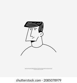 Doodle Art Of Avatar Profil With Various Face Expression, With Line Drawing In A Black And White Style, Man Or Female Face Drawing