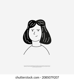 doodle art of avatar profil with various face expression, with line drawing in a black and white style, man or female face drawing