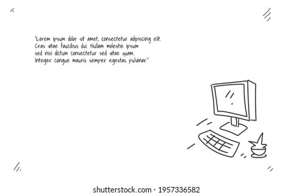 doodle art background with computer object