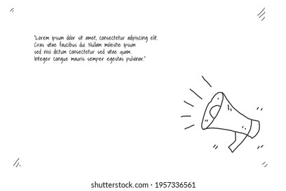 doodle art background with megaphone object