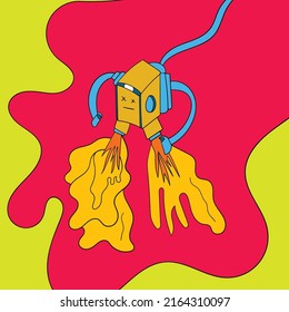 Doodle Art Background Robot Ilustration