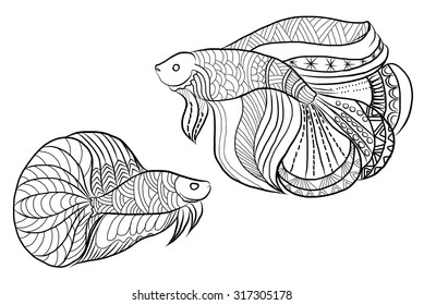 doodle art, beautiful fish vector