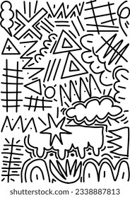 doodle art black and white hand drawn