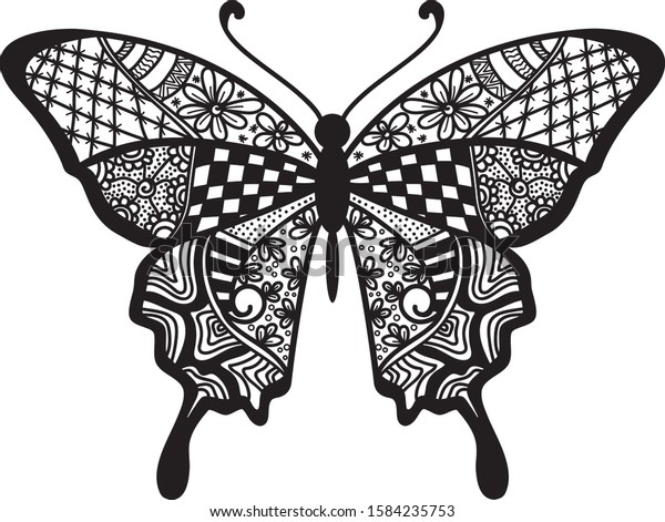 Download Doodle Art Butterfly Mandala Zentangle Butterfly Stock Vector Royalty Free 1584235753