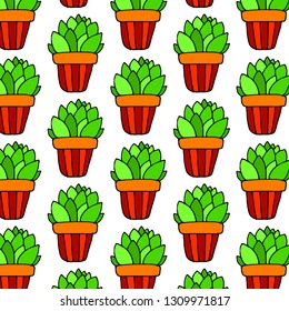 Doodle art cactus pattern vector