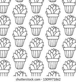 Doodle art cactus pattern vector